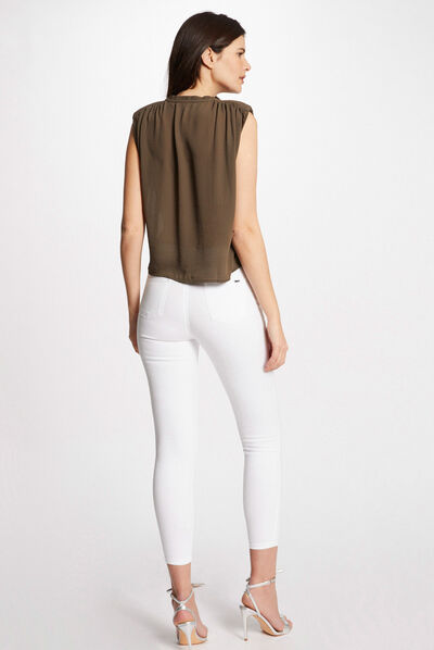 Blouse sans manches avec goutte vert kaki femme