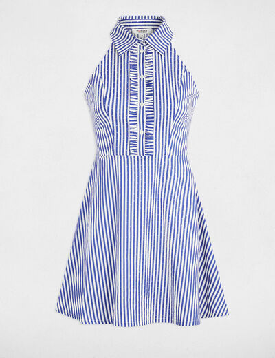 Robe courte trapèze rayée multicolore femme