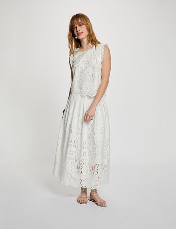 Jupe longue &eacute;vas&eacute;e blanc femme