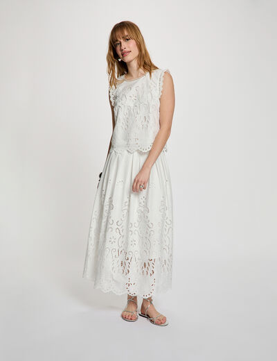 Jupe longue &eacute;vas&eacute;e blanc femme