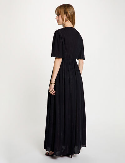 Robe longue col v bleu marine femme