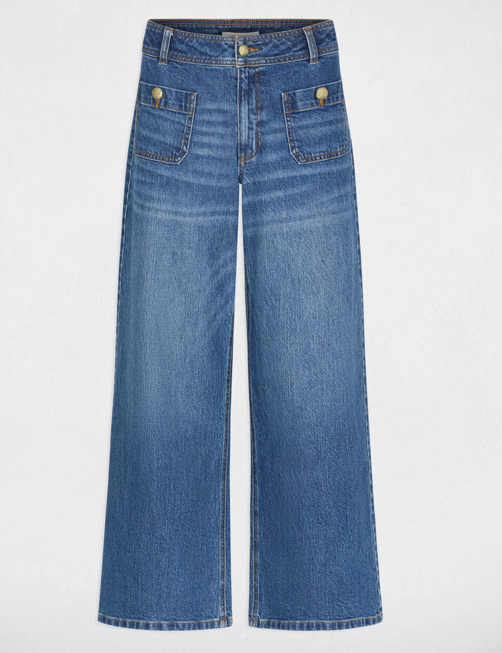 Jean large taille haute denim stone femme