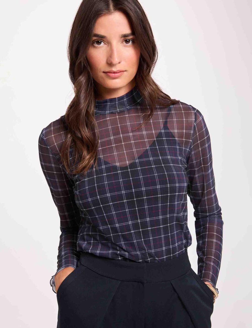 T-shirt cintr&eacute; col rond multicolore femme