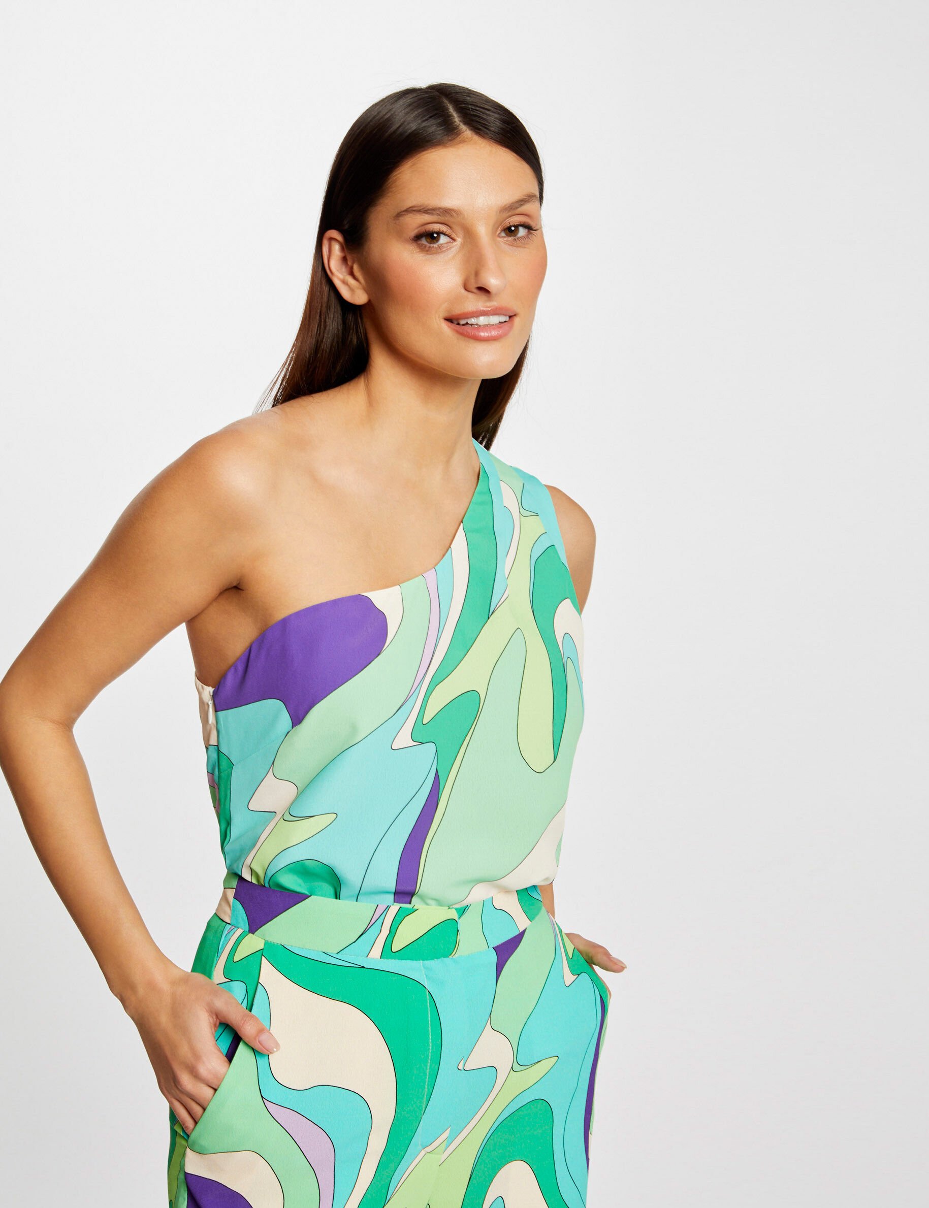 Blouse asymétrique imprimé abstrait - Morgan - Modalova
