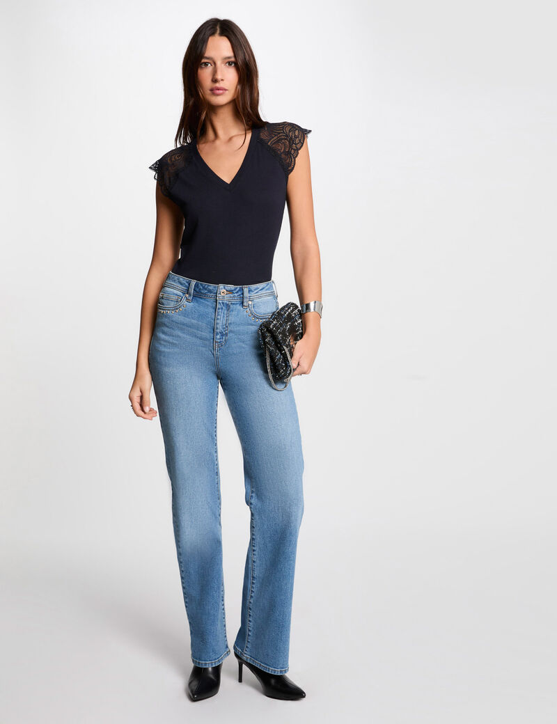 T-shirt manches courtes bleu marine femme
