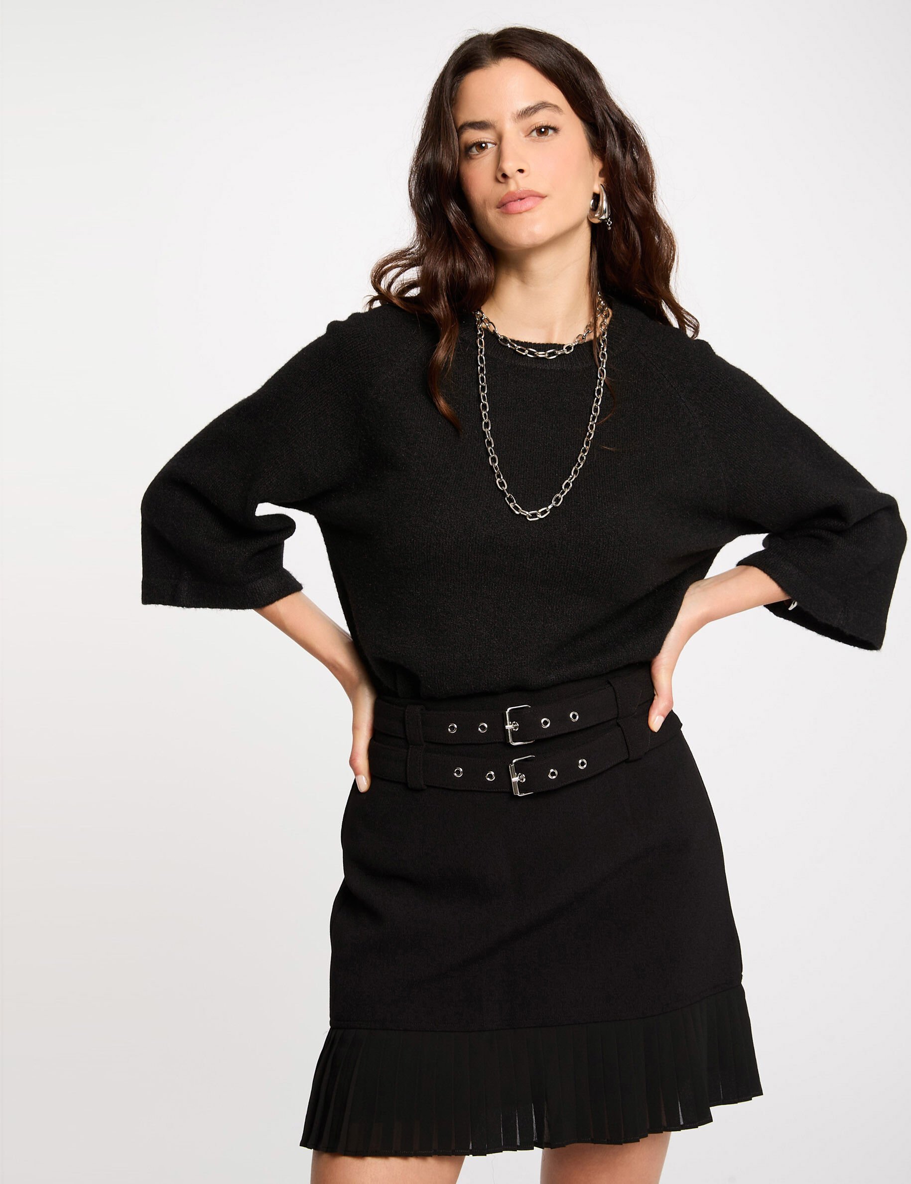 Jupe courte plissée noir femme - Morgan - Modalova