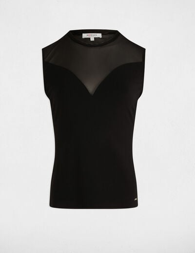 T-shirt cintr&eacute; sans manches noir femme