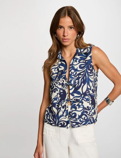 Chemise sans manches imprimée multicolore femme