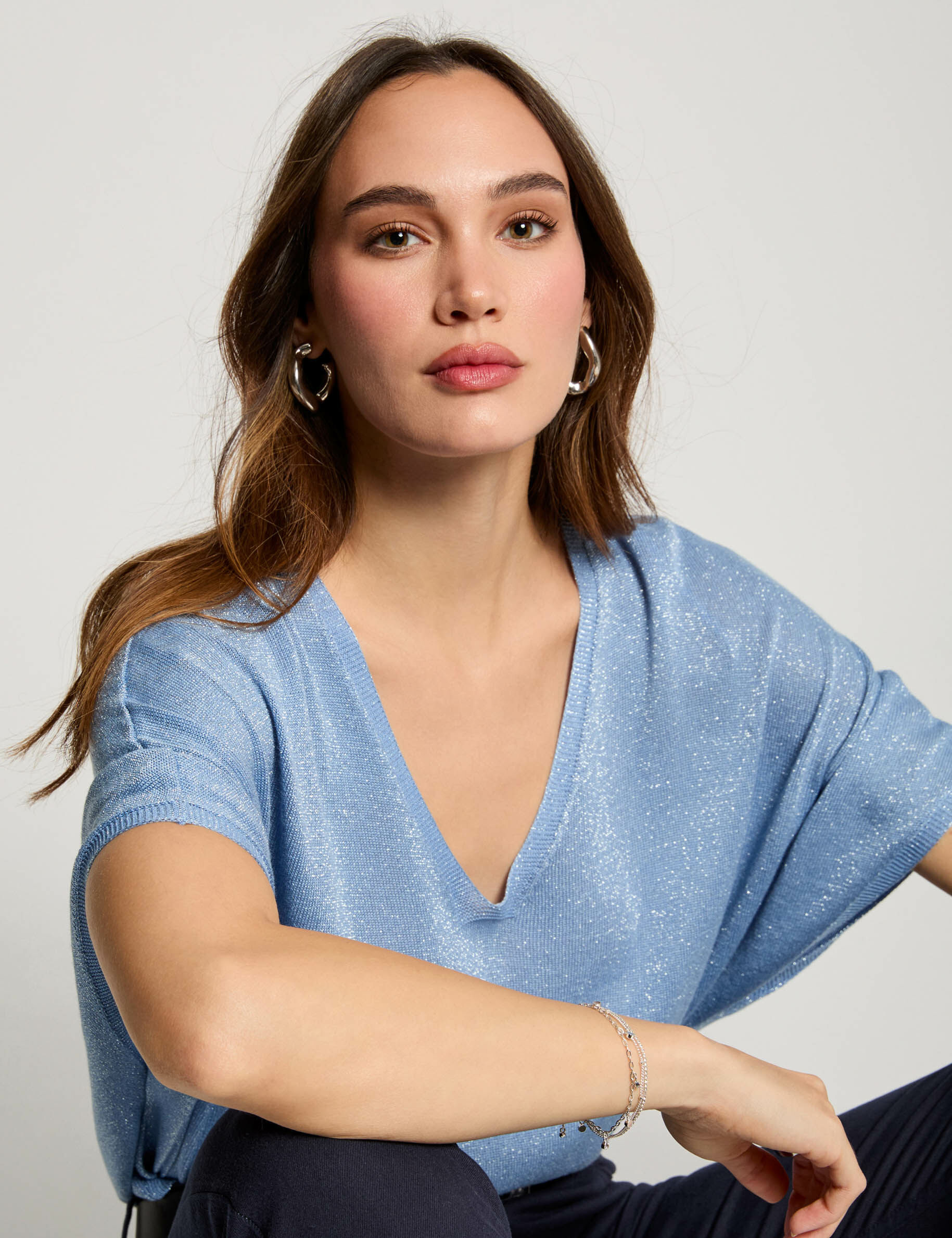 Pull col en V et manches 3/4 - Morgan - Modalova