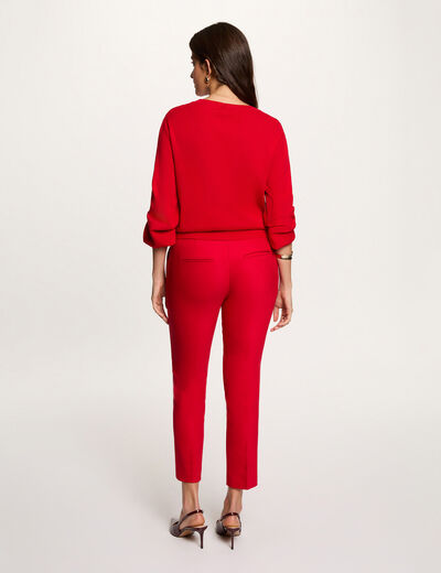 Pantalon city droit 7/8&egrave;me rouge femme