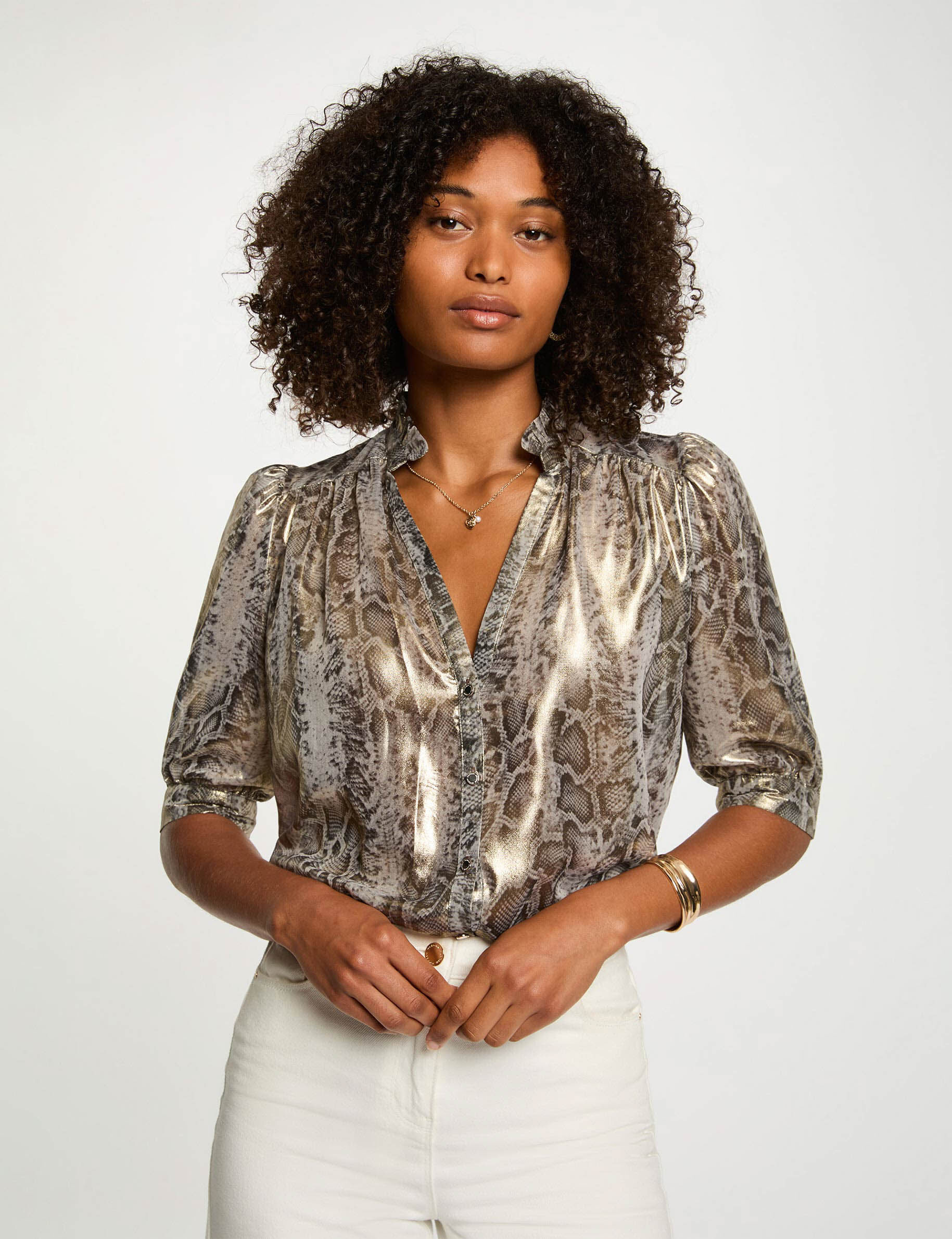 Chemise ajustée manches bouffantes - Morgan - Modalova