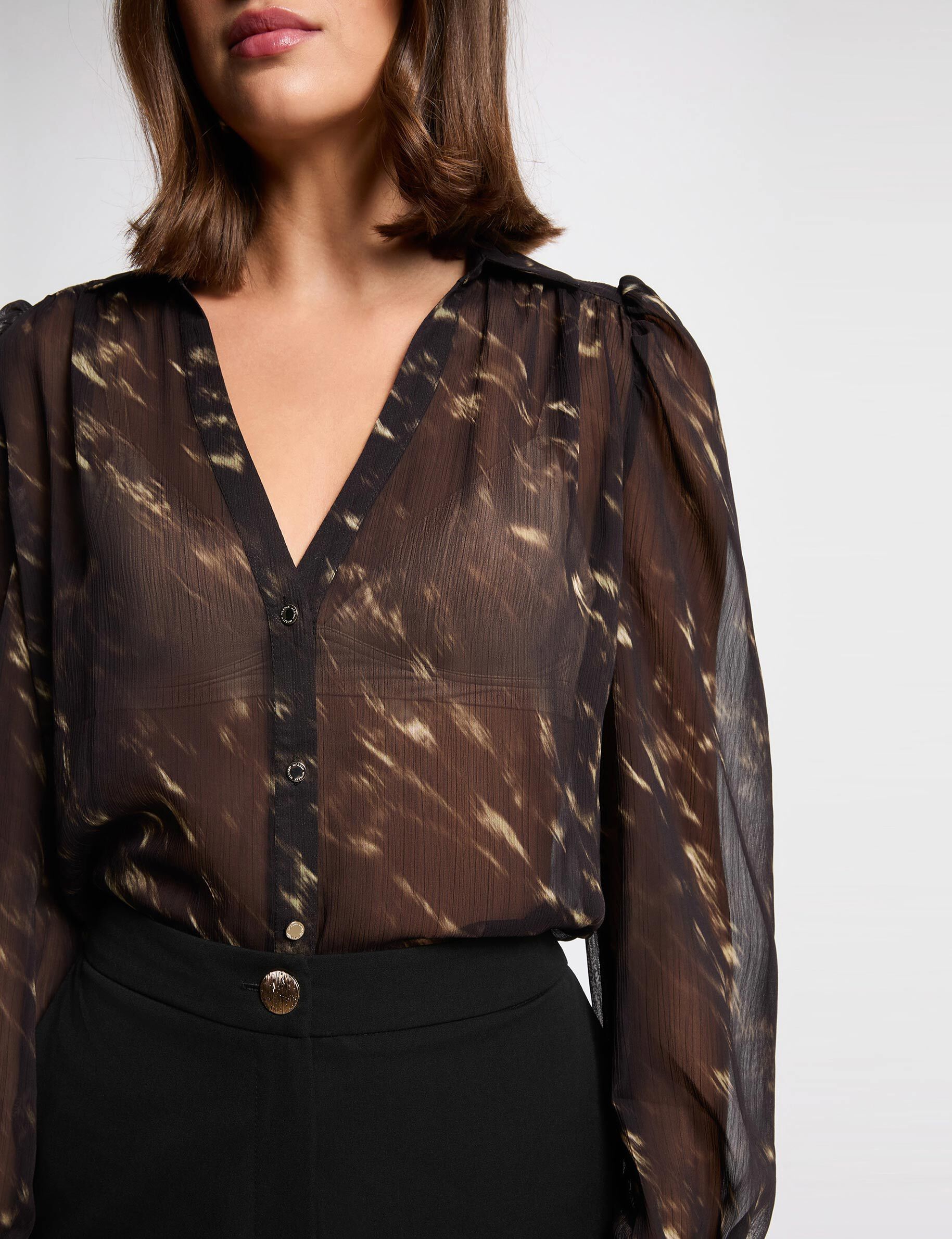 Chemise voile manches bouffantes femme