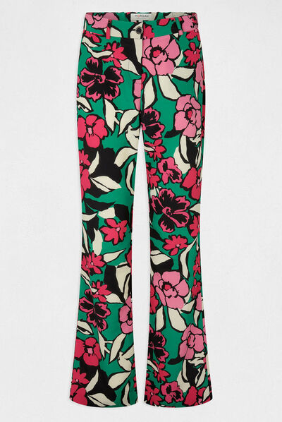 Pantalon droit imprimé floral multico femme