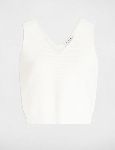 debardeur maille col en v blanc femme Débardeur maille col en V blanc femme