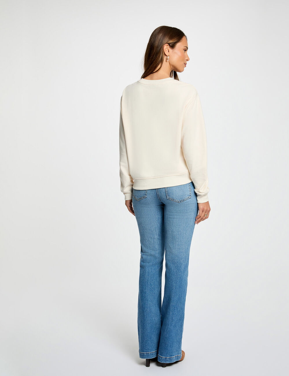 T-shirt manches longues ivoire femme