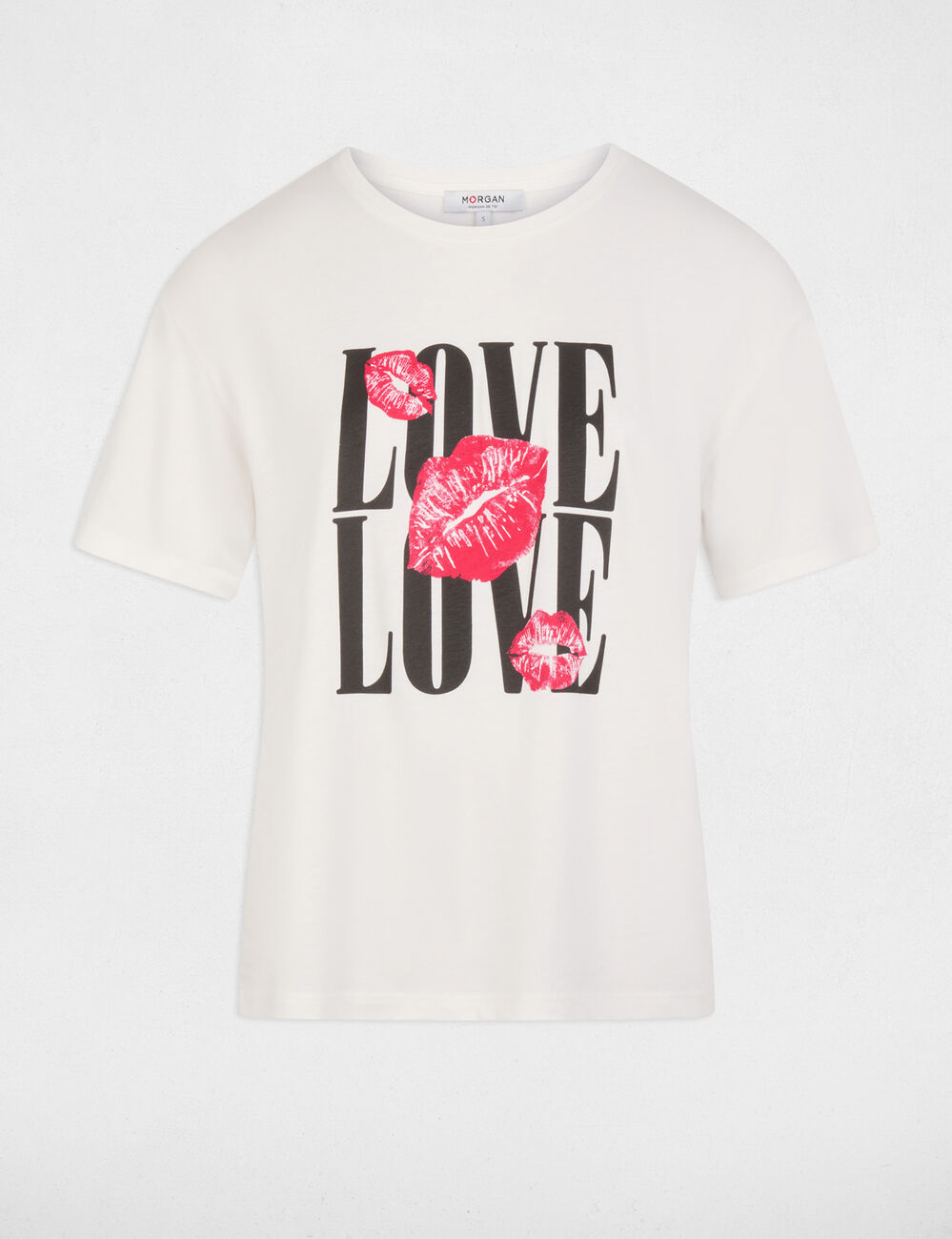 T-shirt droit col rond blanc femme