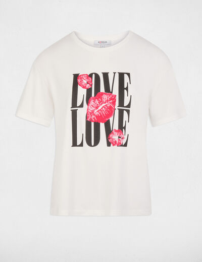T-shirt droit col rond blanc femme