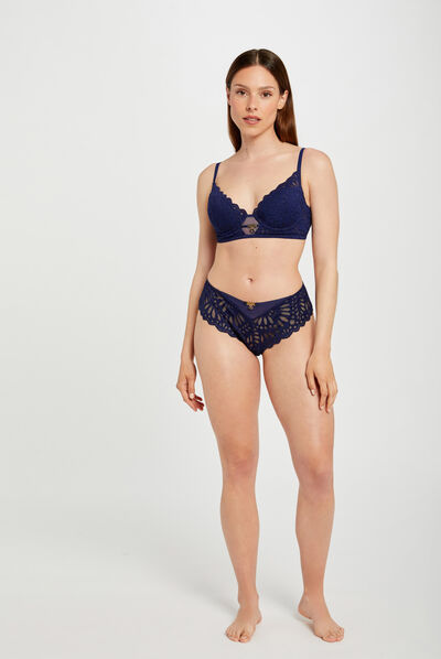 Shorty en dentelle marine femme