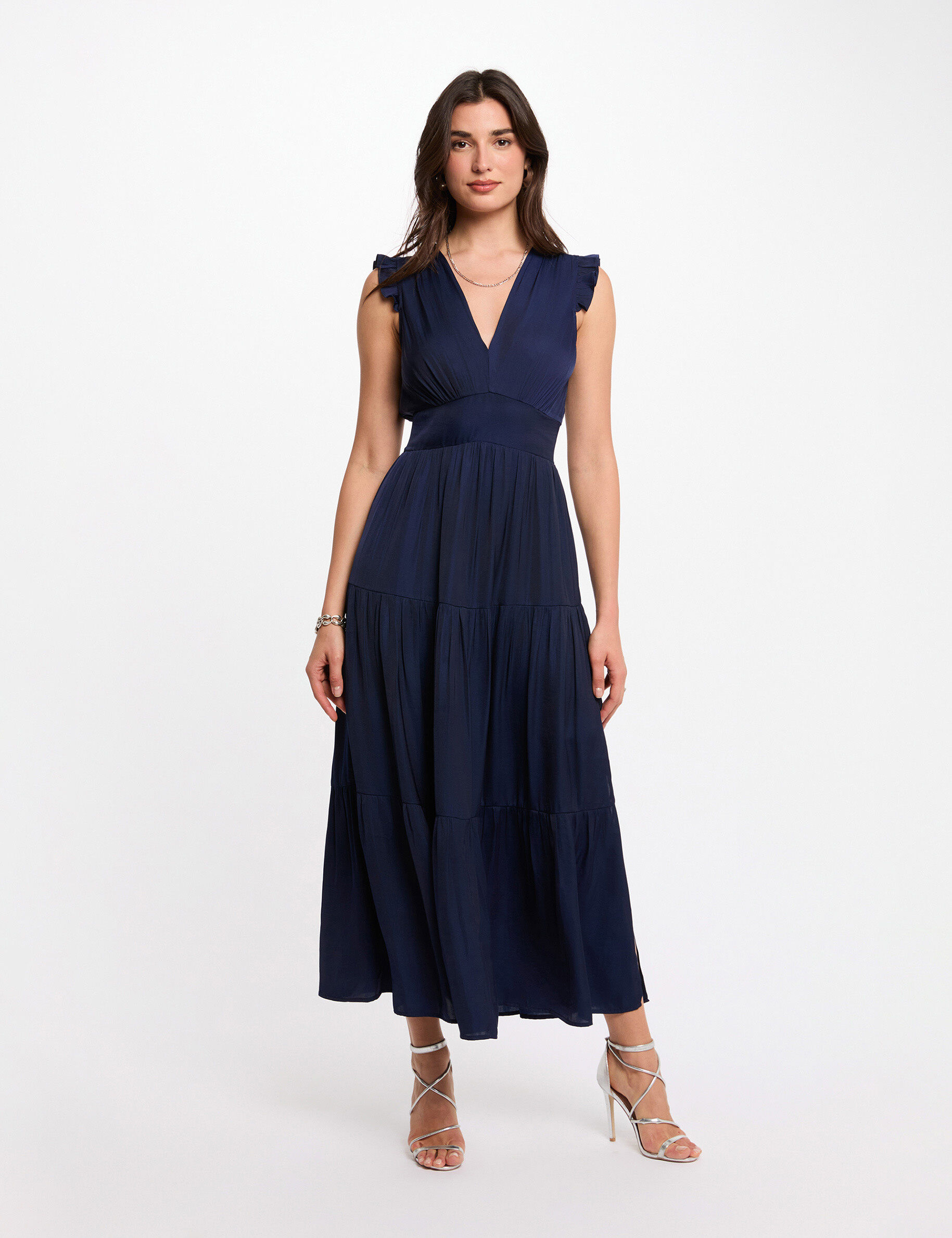 Robe longue col v femme - vue 1