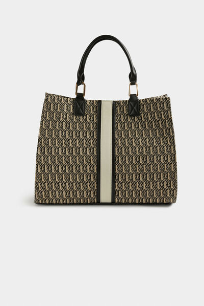 Sac cabas imprimé graphique noir femme