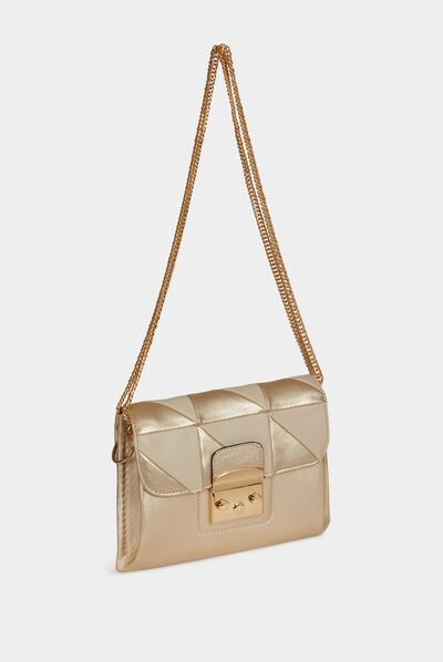 Sac pochette métallisé dore femme