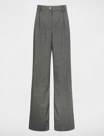 Pantalon droit &agrave; rayures gris moyen femme