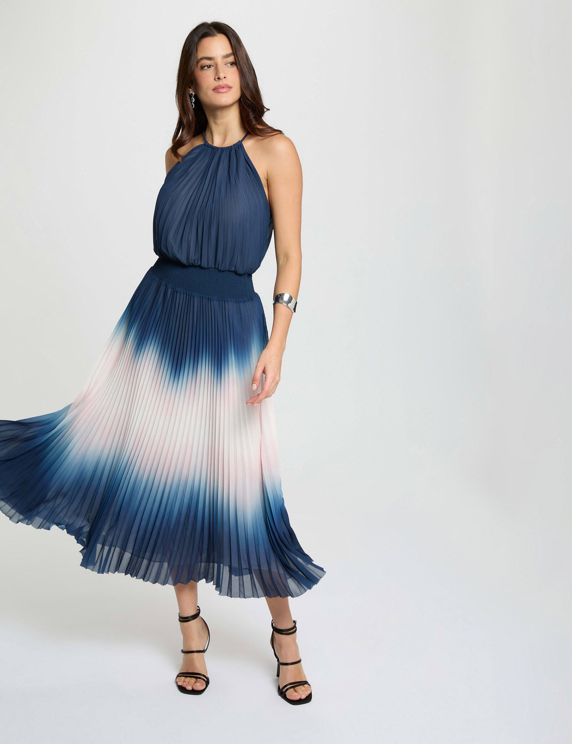 Robe longue plissée femme