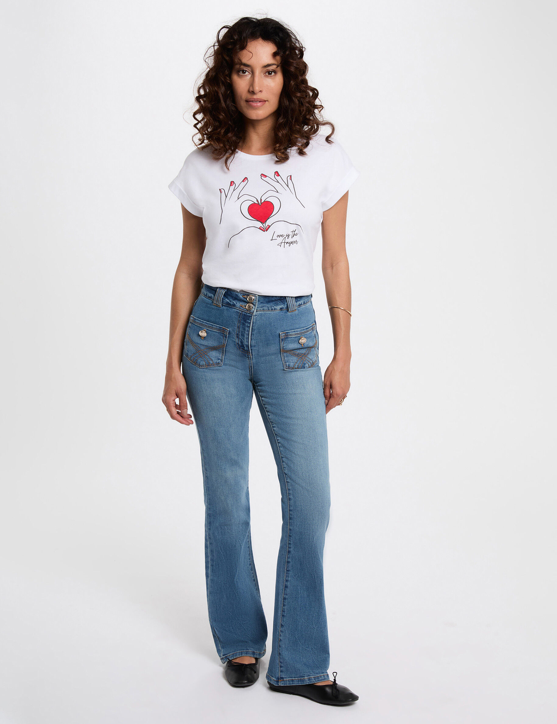 Jean bootcut brodé stone femme