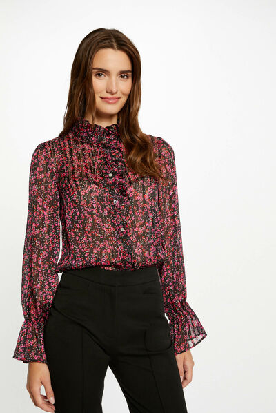 Chemise manches longues imprimé floral multico femme