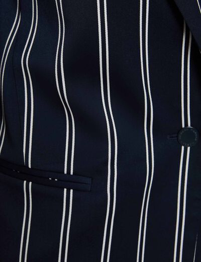 Blazer ray&eacute; col tailleur bleu marine femme