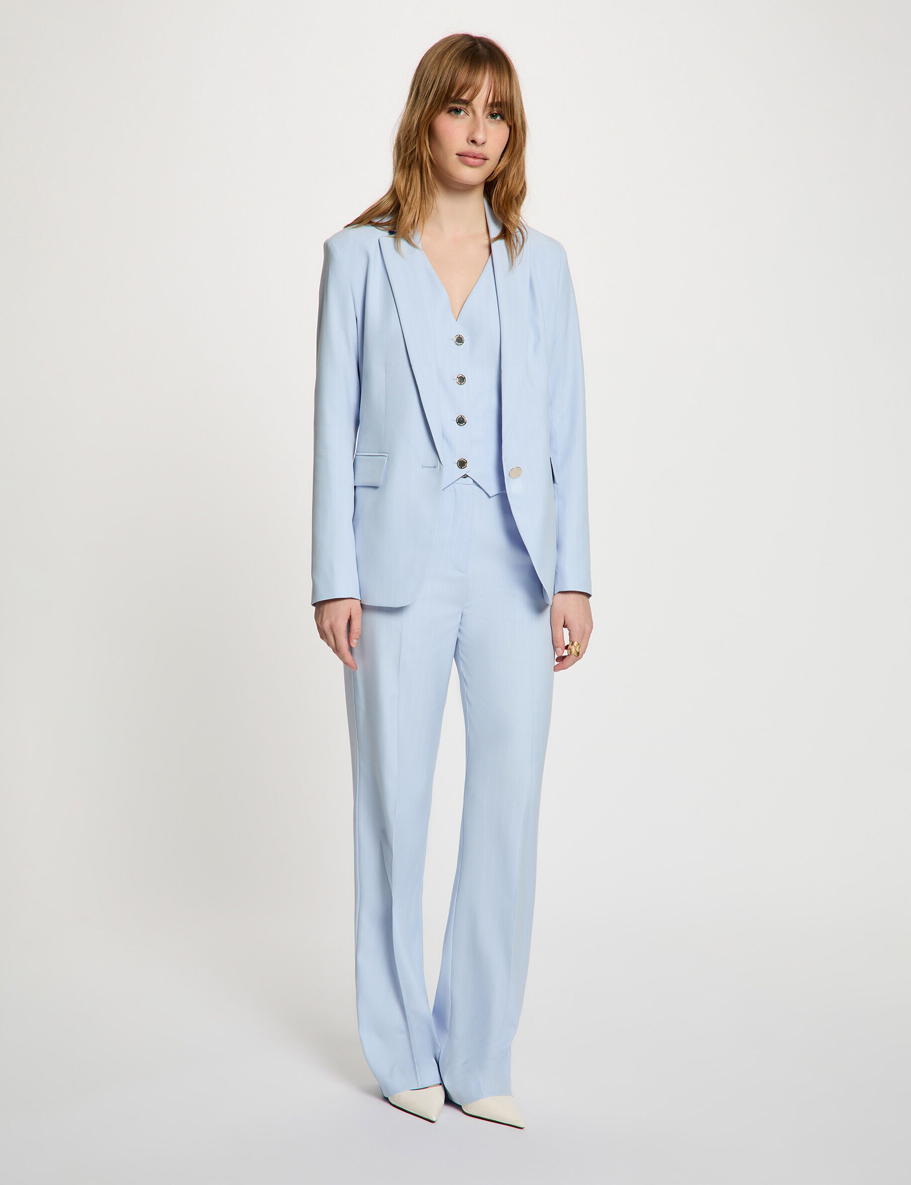 Veste ajustée rayures ciel femme