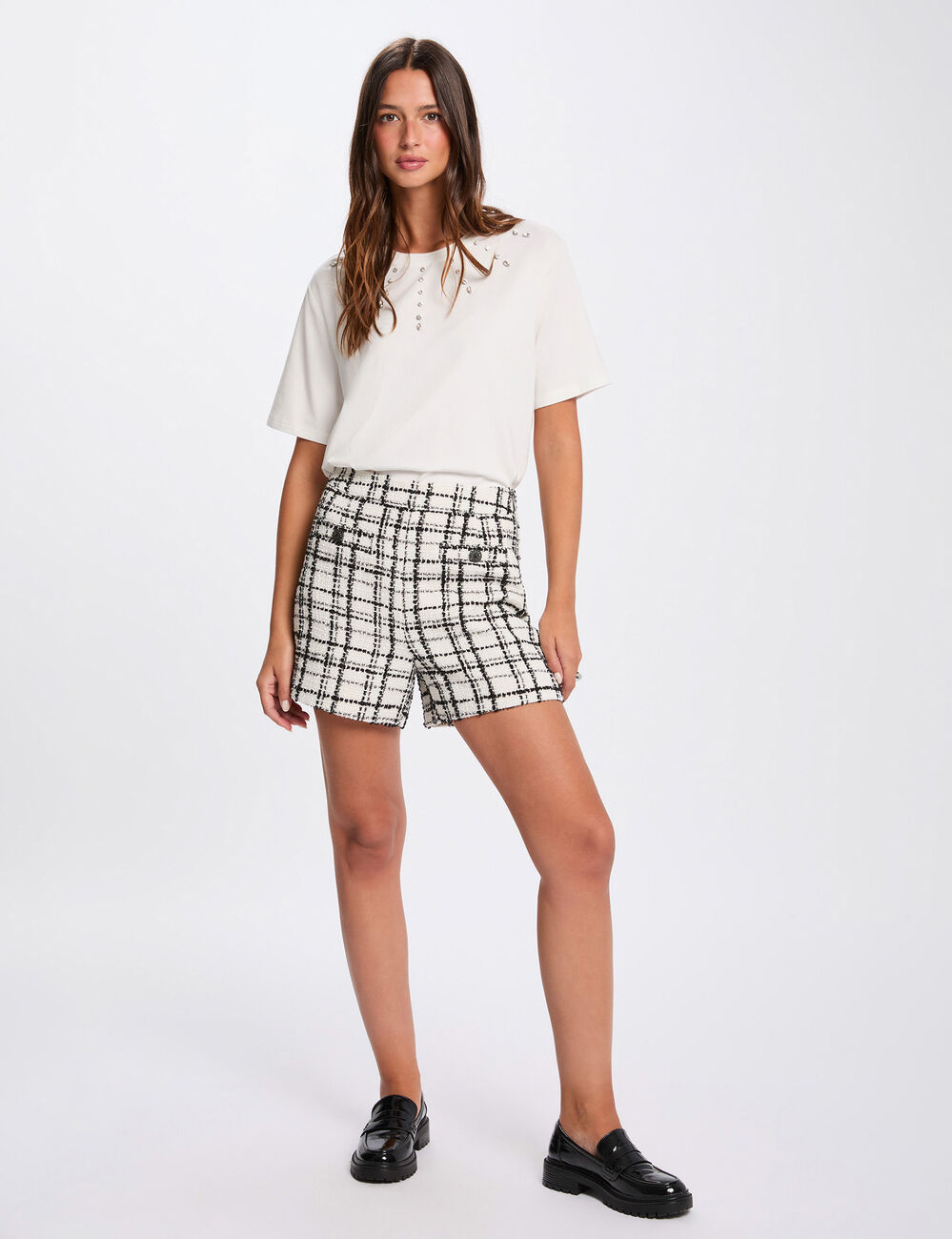 T-shirt droit manches courtes blanc femme