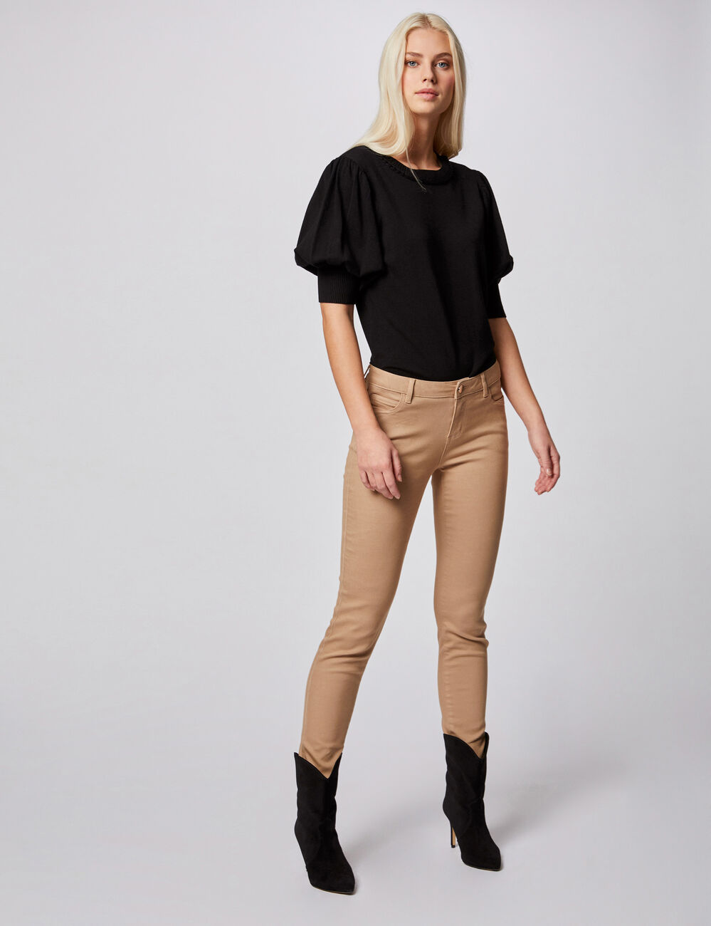 Jeans skinny taille basse sable femme