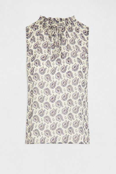 Blouse sans manches imprimé végétal multico femme