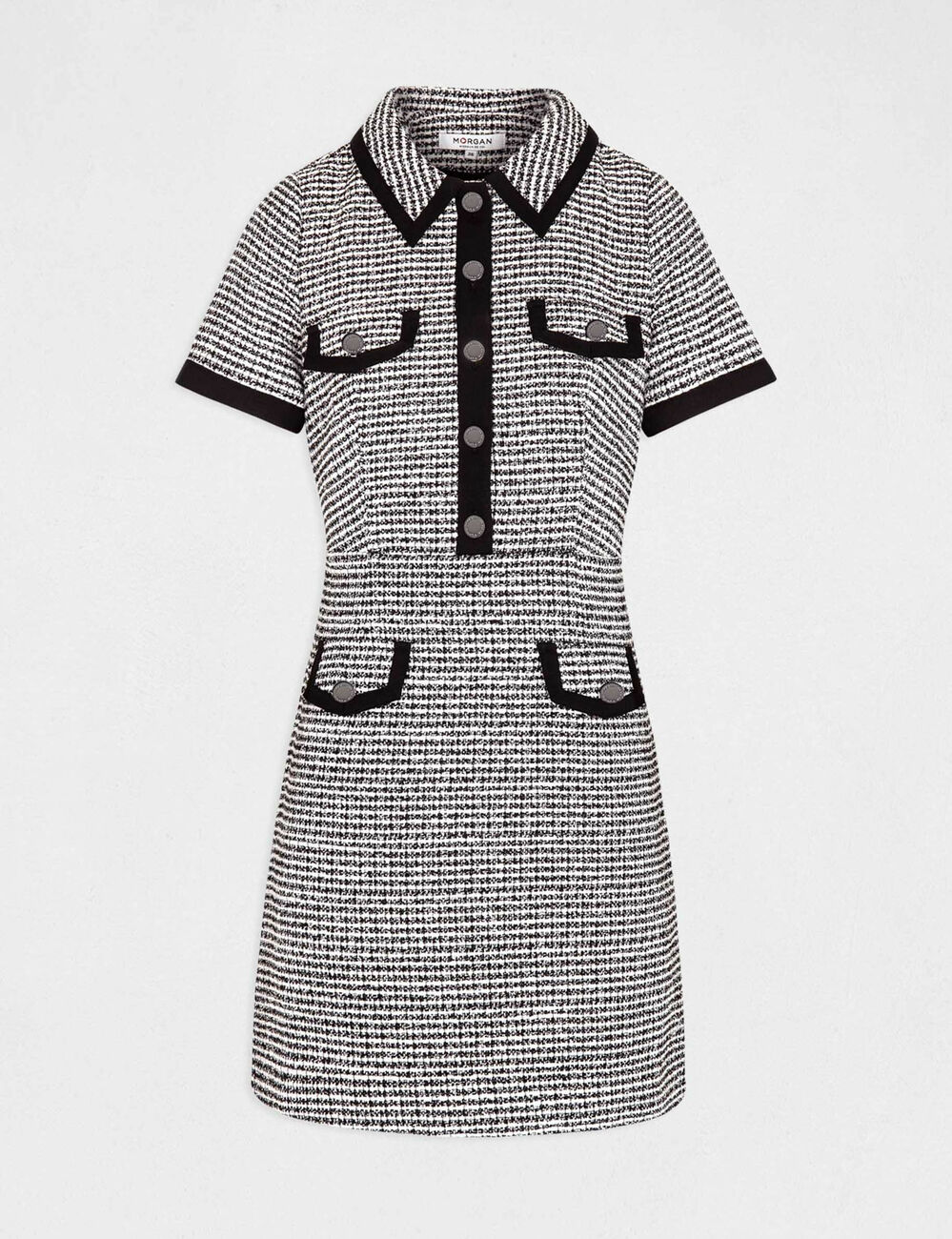 Robe droite avec col polo noir femme