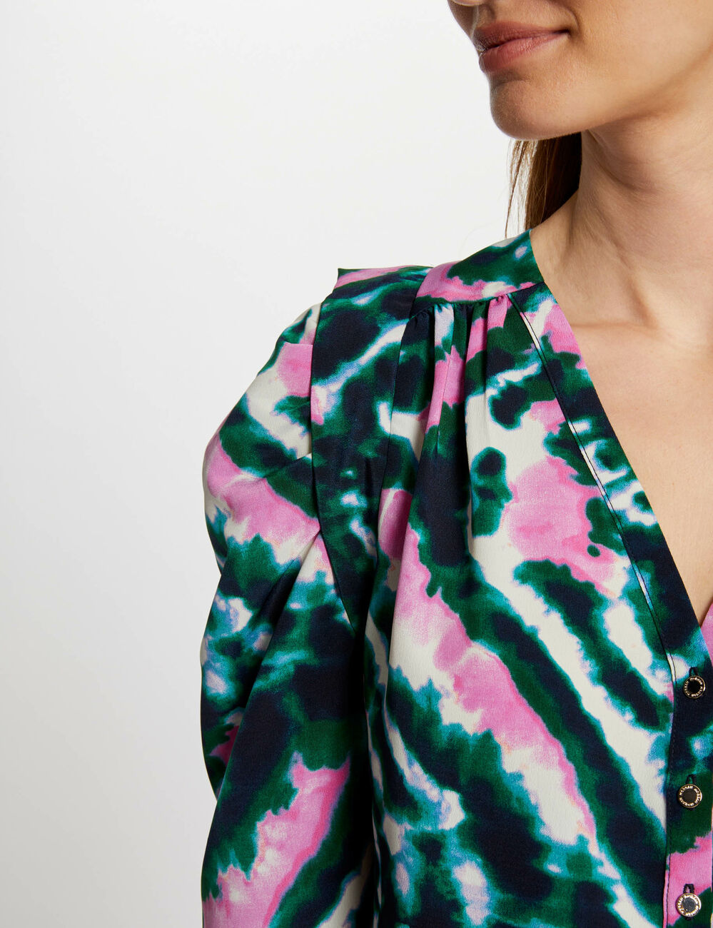 Chemise manches 3/4 imprim&eacute;e multico femme