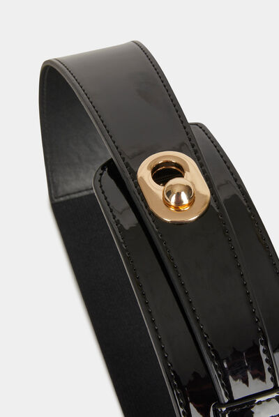 Ceinture élastiquée asymétrique noir femme