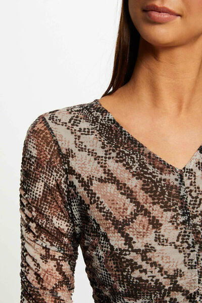 T-shirt manches longues imprimé python multico femme