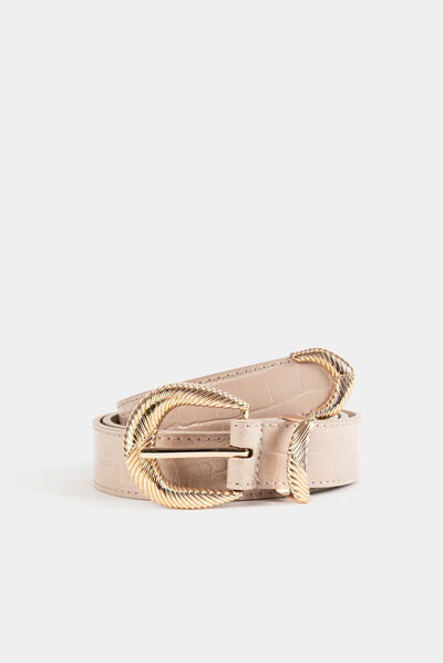 Ceinture effet python beige femme