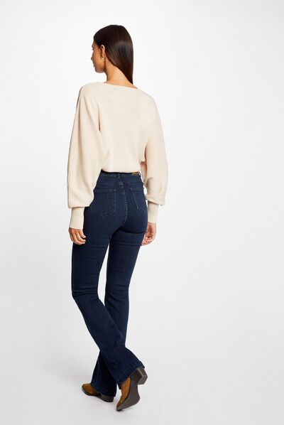 Pull manches longues boutons décoratifs rose clair femme