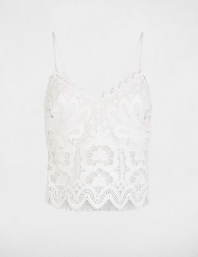 Crop top bretelles fines blanc femme
