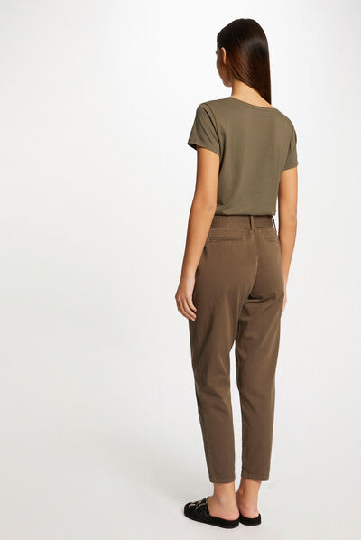 T-shirt à manches courtes vert kaki femme