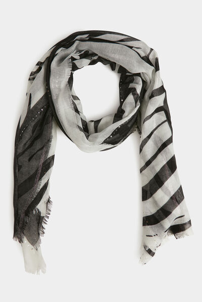 Foulard imprimé zèbre blanc femme