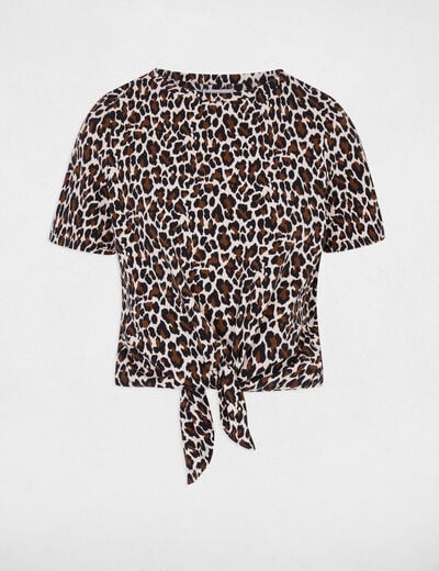T-shirt droit cropped multicolore femme
