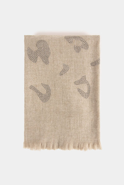 Foulard imprimé animalier beige femme
