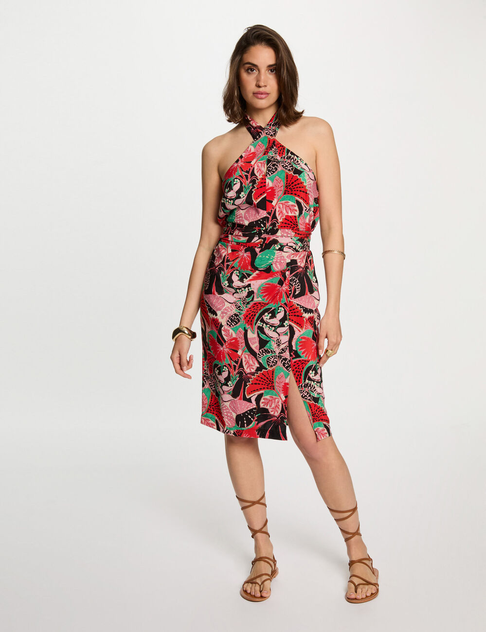 Robe ajust&eacute;e imprim&eacute;e multicolore femme