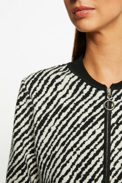 Gilet zippé imprimé animalier beige femme
