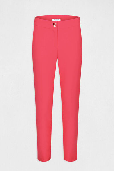 Pantalon city ajusté 7/8ème à pinces rose femme