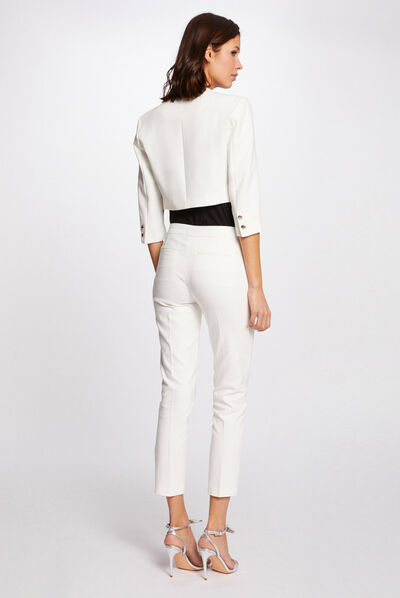Veste droite manches 3/4 ecru femme