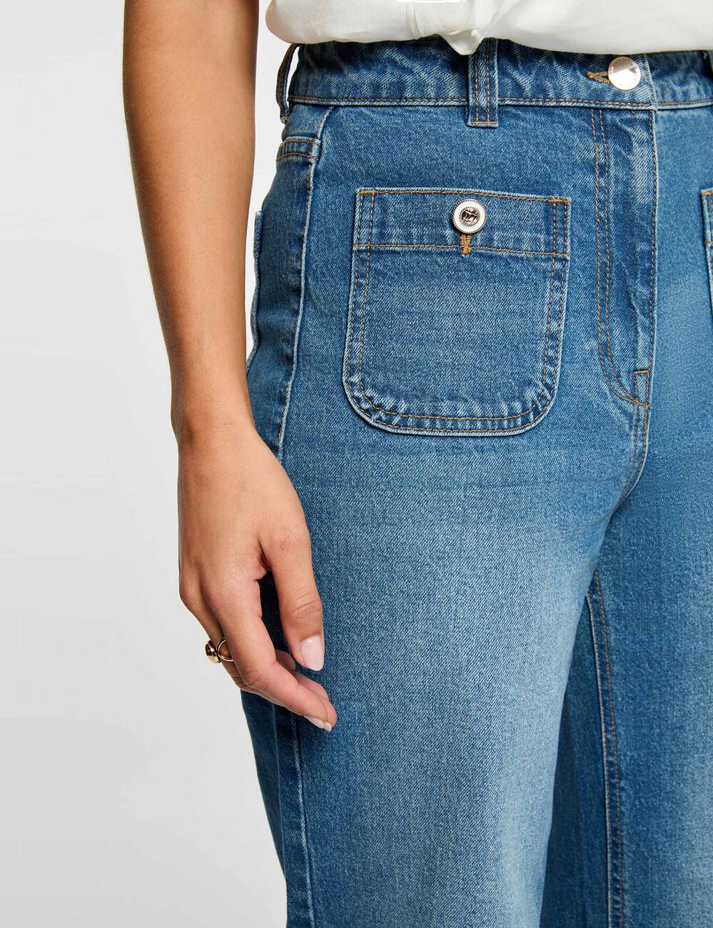 Jean large taille haute denim stone femme